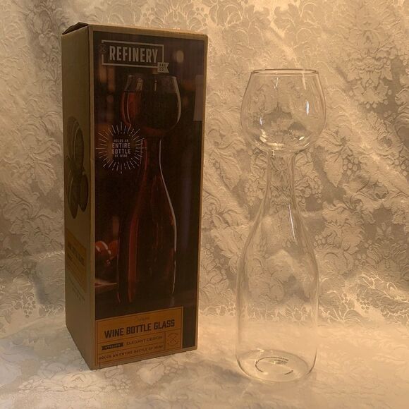 Wine Bottle Glass Refinery 25 Fluid Ounces Stylish Elegant Unique Playful Glass - Picture 1 of 12